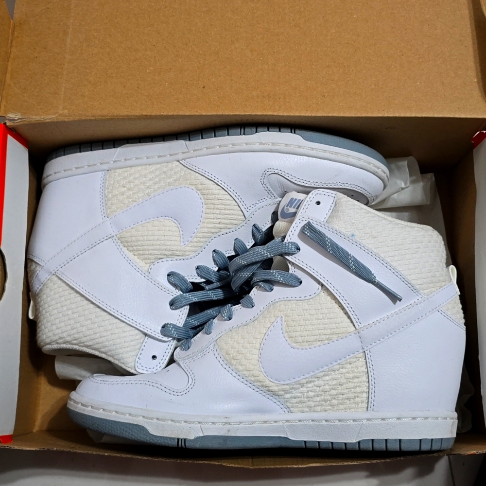 Nike Dunks Sky Hi White and Light Blue